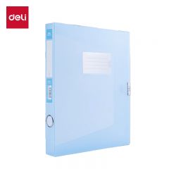 得力（deli） A4 35mm塑料文件盒 时尚简约彩透系列 财务票据试卷收纳档案盒 蓝色63210