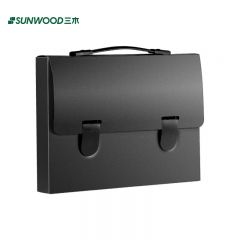 三木（SUNWOOD） MC332可折叠大容量空格手提包A4黑色文件夹收纳盒学生用资料册