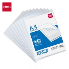 得力（deli） A4单页透明文件夹文件袋 L型单片夹 文件套资料袋 办公用品 5706-透明文件套10只