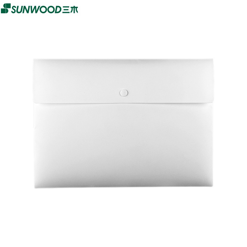 三木（SUNWOOD） A4按扣式文件袋/公文袋/防水资料袋 1个装 白色 MC330