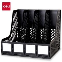 得力（deli） 9846文件架收纳文件栏筐办公用品桌面文件框资料架 四联黑色