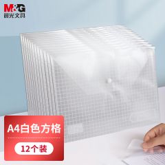 晨光(M&G) ADM94516方格钮扣袋 白 （12个装）