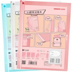 金得利（KINARY）A4旋转拉杆试卷夹SJ009 DIY可替科目标签学生用卷子整理神器透明抽杆夹报告夹粉色蓝色米白随机发