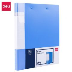 得力（deli） 5302 A4金属双强力夹资料册文件夹票夹办公用品大容量试卷收纳资料夹学生诗朗诵签约夹板 蓝色