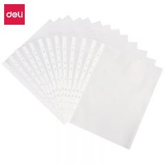 得力（deli） 64050_11孔资料袋透明100个/包A4插页文件快递袋活页文件资料袋替芯 办公财务票据收纳袋