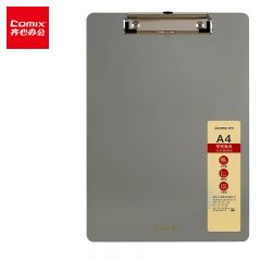 齐心(Comix)  A4书写板夹 金属强力夹塑料文件夹 多功能写字垫板 办公用品 透明灰 A7644