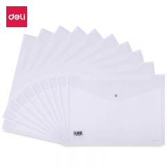 得力（deli） 8308 A4透明文件袋按扣资料袋塑料档案袋票据学生试卷收纳袋学习用品