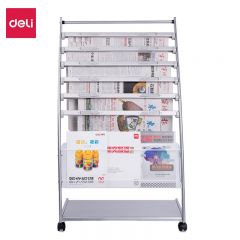 得力（deli） 9303 7层铝合金夹条报纸架报夹条宣传杂志展示图书馆书架置物架高1.08米
