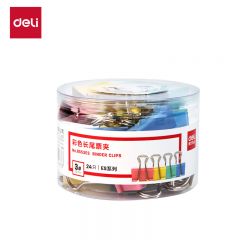 得力（deli） 8553ES  24只32mm彩色长尾夹票夹3#中号金属燕尾夹票据文件夹子办公用品 24只/筒