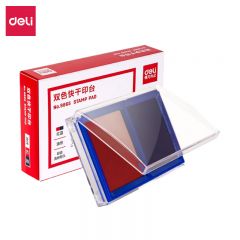 得力（deli） 方形快干印台秒干印台 透明外壳 橡皮章印泥印油 财会财务专用印财务办公用品 双色快干印台-红蓝 9865