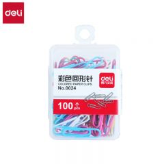 得力（deli） 0024彩色回形针100枚/盒金属曲别针资料收纳整理用品