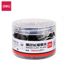 得力（deli） 8565长尾夹黑色40只1筒办公黑票夹资料文件夹筒装蝴蝶夹学