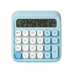 得力（deli） TE36圆点高按键时尚计算器 12位数字宽屏显示 高颜值学生四年级计算器 办公用品 学习用品 蓝色