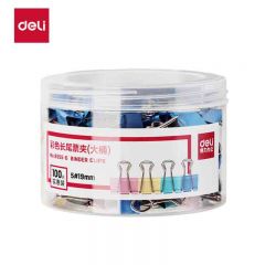 得力（deli）8555-D彩色长尾夹票夹大桶装长尾票夹办公用品混色