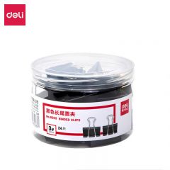 得力（deli） 8563-3#黑色长尾票夹32mm(筒装)(黑)(24只/筒)