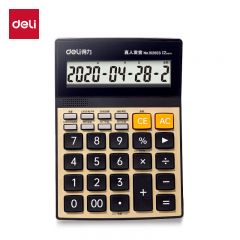 得力（deli） 1526ES语音型计算器(银灰颜色随机)(台)水晶按键12位语音计算器 亚克力面板语音计算机