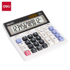 得力（deli） 2136 双电源电脑按键计算器12位大屏横式桌面计算机金融财务/银行办公用品 白色