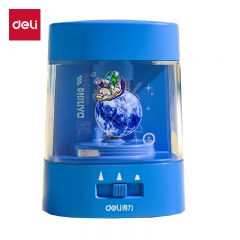 得力（deli） 68659A中国航天 电动卷笔刀 刀芯升级 省力耐用 多功能削笔机/削笔器开学考试礼物 航天蓝