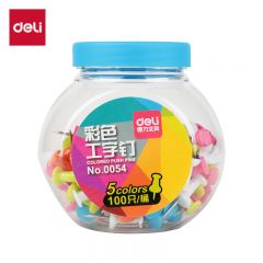 得力（deli）0054 彩色工字钉 100个 软木画板按钉 绘画图钉 软木板大头钉书写照片钉多用途家用办公