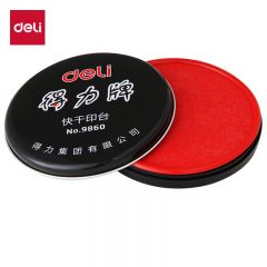 得力(deli) φ92mm金属圆盖财务快干印台印泥 财务用品 办公用品 红色9860 印台