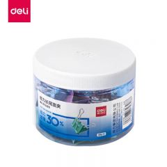 得力（deli） 8553S  24只32mm省力彩色长尾夹票夹3#中号金属燕尾夹票据文件夹子办公用品 24只/筒