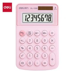 得力（deli） 1209A 双电源便携计算器学生四年级马卡龙迷你计算器学习用品 粉色
