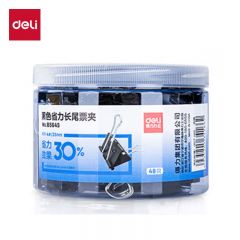 得力（deli）8564S_黑色省力长尾票夹4#(黑)(筒)不易伤纸 强劲夹力