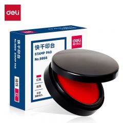 得力（deli） 9868 φ70mm圆形塑壳快干印台印泥 财务办公用品 红色