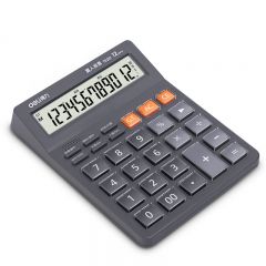得力（deli）TE201桌面办公计算器 语音版多功能计算器 财会专用计算器灰