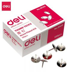得力（deli）0020图钉金属大头钉镀镍图钉图画钉单盒 办公用品