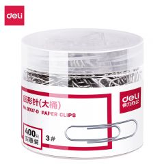 得力 0037-D大桶装回形针(银)(筒) 银色