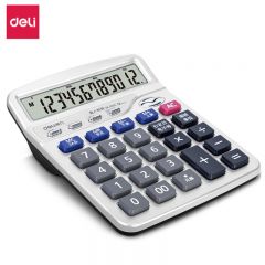 得力（deli） 1525语音型计算器银色桌面财务计算器记忆储存12位数真人语音型计算器