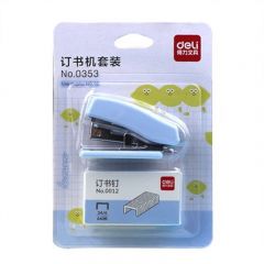 得力（deli） 12#迷你学生订书机套装(订书器 订书钉) 颜色随机