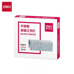 得力（deli） 0213不锈钢厚层订书钉 23/13可装订办公用品 100枚/盒