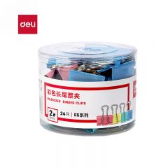 得力（DELI）41mm彩色长尾夹票夹 24只/筒 8552ES