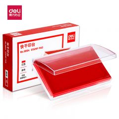 得力（DELI）137*88mm透明外壳方形快干印台印泥 办公用品 红色 9864