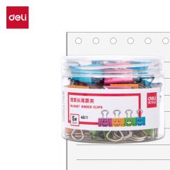 得力（deli） 8487  40只19mm微笑系列金属长尾票夹票据夹燕尾夹小号文件夹子办公用品 40只/筒