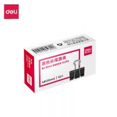 得力（deli） 长尾夹 9544-4# 金属黑色 燕尾夹办公用品 12只/盒
