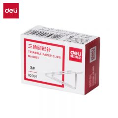 得力（deli）0051 镀镍三角回形针29mm金属曲别针100枚/盒单盒装办公文具用品