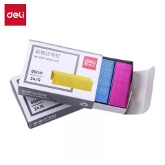 得力（deli） 0211 彩色订书钉/订书针800枚/盒10盒装可订25页办公用品