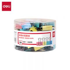 得力（deli） 8554ES  48只25mm彩色长尾夹票夹4#中号金属燕尾夹票据文件夹子办公用品 48只/筒