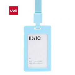 得力（deli） PZ33竖式证件卡套单只装浅蓝滑动式卡扣硅胶材质员工证学生证公交卡套饭卡胸牌厂牌门禁挂绳