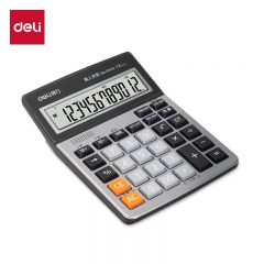 得力（deli） 1541A语音计算器银色12位大屏计算器 闹钟日历功能语音计算机