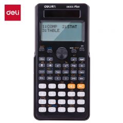 得力（deli） D82ES 科学计算器 双行大屏幕显示计算机 双电源函数计算器 D82ES 深黑色