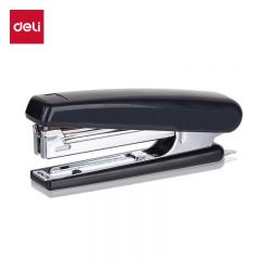 得力（deli） 12页经典耐用订书机/订书器 尾部自带起钉器(适用10号钉) 黑色0221