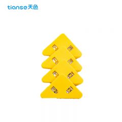 天色 三角文件夹边角夹 透明试卷收纳资料夹子学生书夹票据夹 TS-5813 实色黄 5个装
