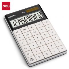 得力 1589桌面计算器白色 轻薄机身平板按键桌面计算机 办公用品
