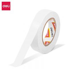 得力（deli） 30436小卷芯棉纸双面胶带白色18mm*10y*80um 学生用手工棉纸手撕薄透明高粘度