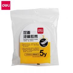 得力（deli） 30412EVA泡棉双面胶带24mm*5y*2.5mm墙面固定广告办公手工用宽泡沫胶密封缓冲填充