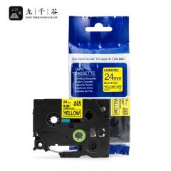 九千谷 标签机色带24mmWZe-651黄底黑字/个